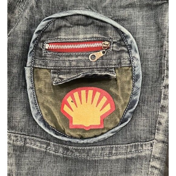 Denim Overalls Car Motif Toddler Size 2T Michelin Jaquar Odafon Shell Flannel - Picture 5 of 11